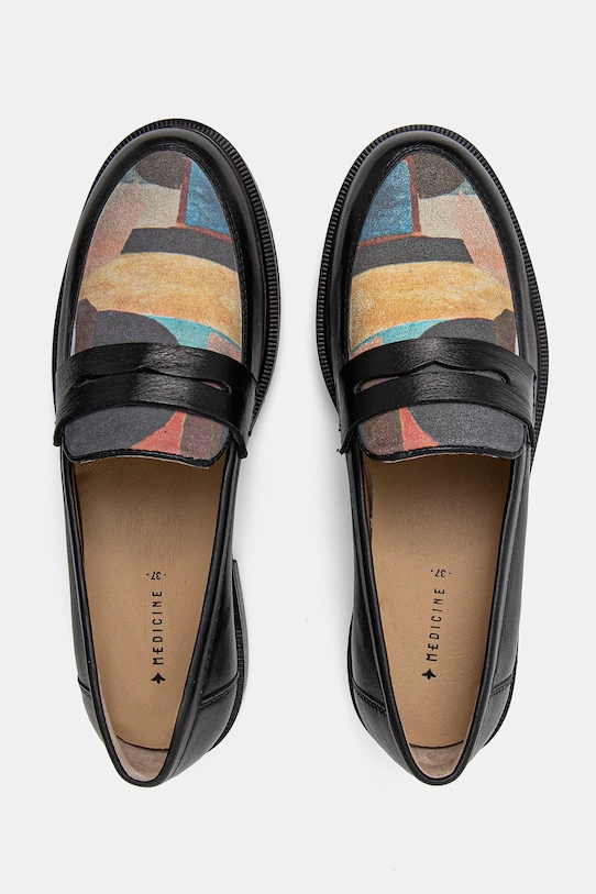 Dámske kožené mokasíny by Mila Raczkowska, Graphics Series čierna farba RS25.OBD400 čierna