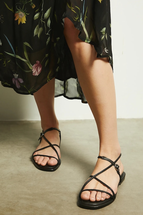 Sandały skórzane damskie kolor czarny RS25.OBD726