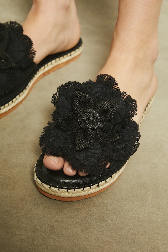 Pantofle dámské s ozdobnou aplikací černá barva RS25.OBD728