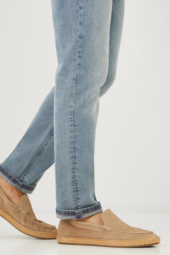 Mokasyny zamszowe męskie z ozdobnymi przeszyciami kolor beżowy RS25.OBM500