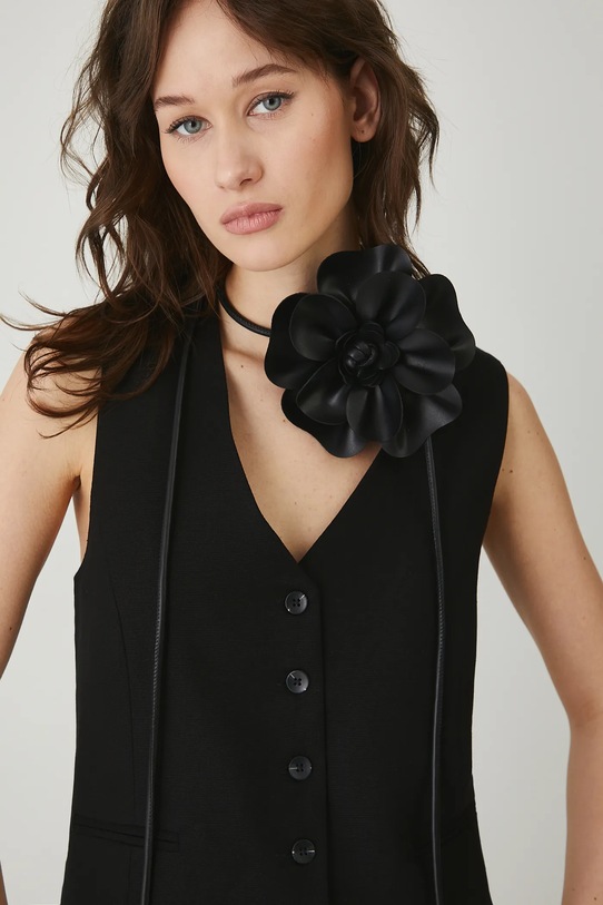 Pasek damski biżuteryjny - kwiat kolor czarny czarny RS25.PAD904