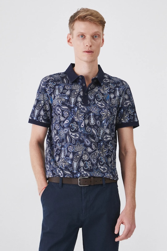 Поло Medicine мелкий узор тёмно-синий RS25.POM020