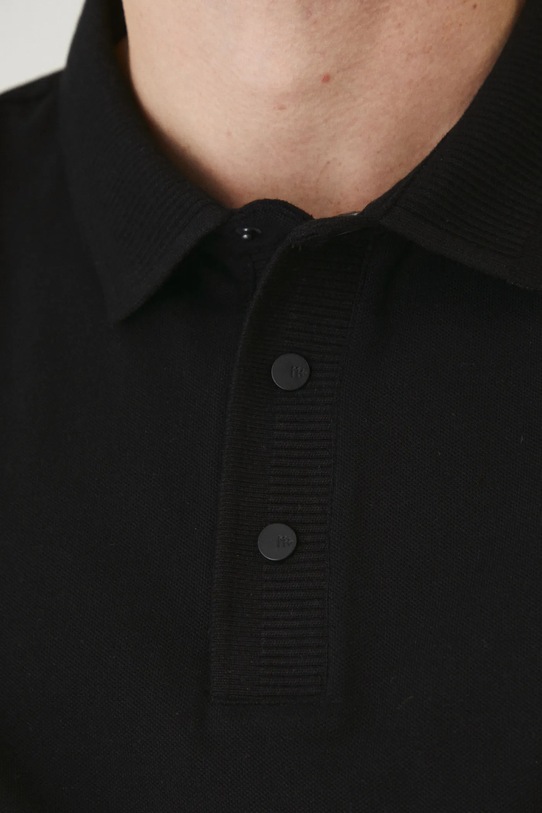 Polo bawełniane męskie z dzianiny strukturalnej z elastanem kolor czarny RS25.POM021 czarny