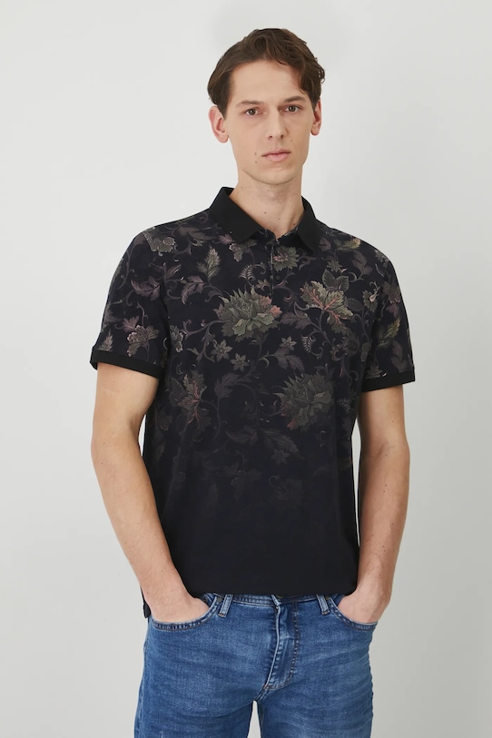 Medicine tricou polo cu modele negru RS25.POM051