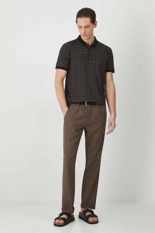 Polo bawełniane męskie z elastanem z drobnym wzorem kolor czarny RS25.POM060 czarny RS25