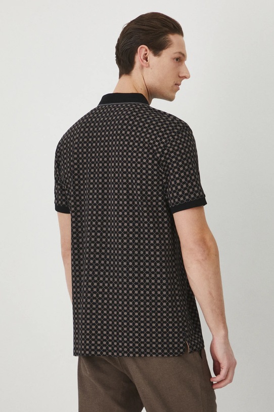 Odzież Polo bawełniane męskie z elastanem z drobnym wzorem kolor czarny RS25.POM060 czarny