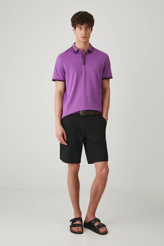 Polo bawełniane męskie z elastanem melanżowe kolor fioletowy RS25.POM071 fioletowy RS25
