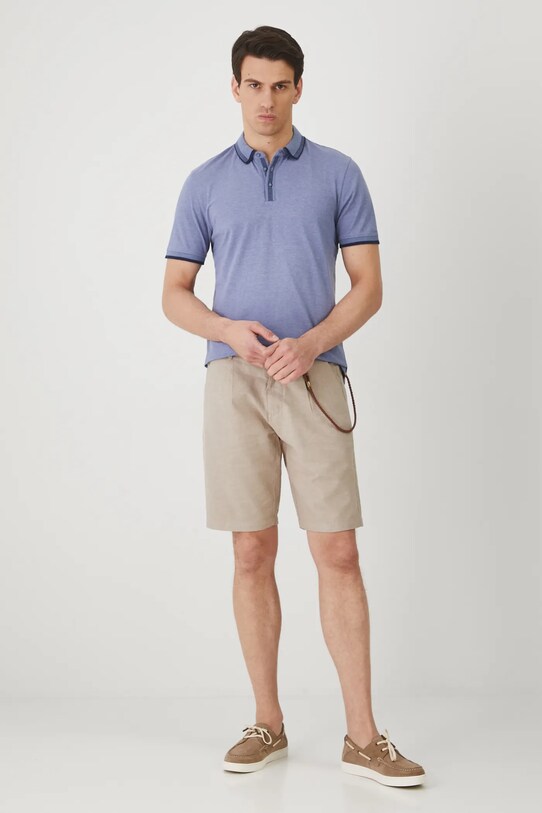 Polo bawełniane męskie z elastanem melanżowe kolor niebieski RS25.POM071 niebieski RS25