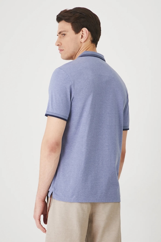 Odzież Polo bawełniane męskie z elastanem melanżowe kolor niebieski RS25.POM071 niebieski
