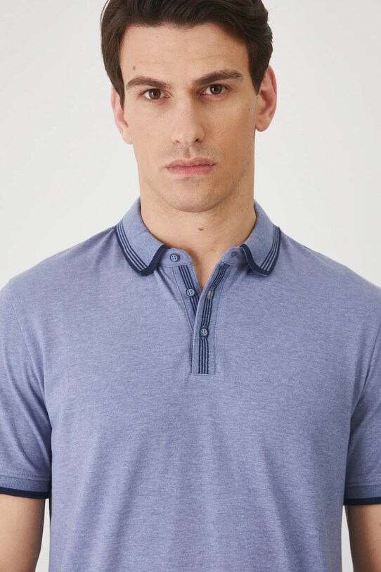 Polo bawełniane męskie z elastanem melanżowe kolor niebieski niebieski RS25.POM071