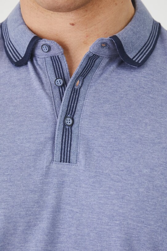 Polo bawełniane męskie z elastanem melanżowe kolor niebieski RS25.POM071 niebieski