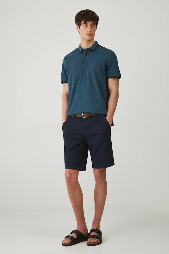 Polo bawełniane męskie z elastanem melanżowe kolor turkusowy RS25.POM071 turkusowy RS25