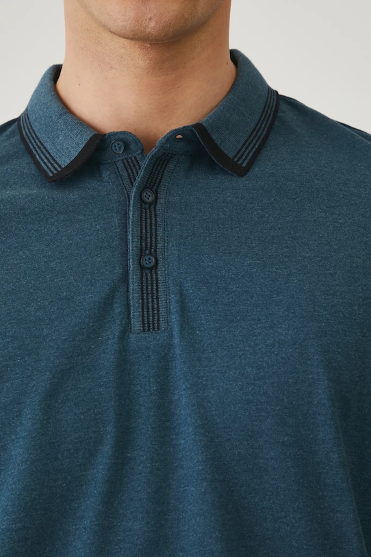 Polo bawełniane męskie z elastanem melanżowe kolor turkusowy RS25.POM071 turkusowy