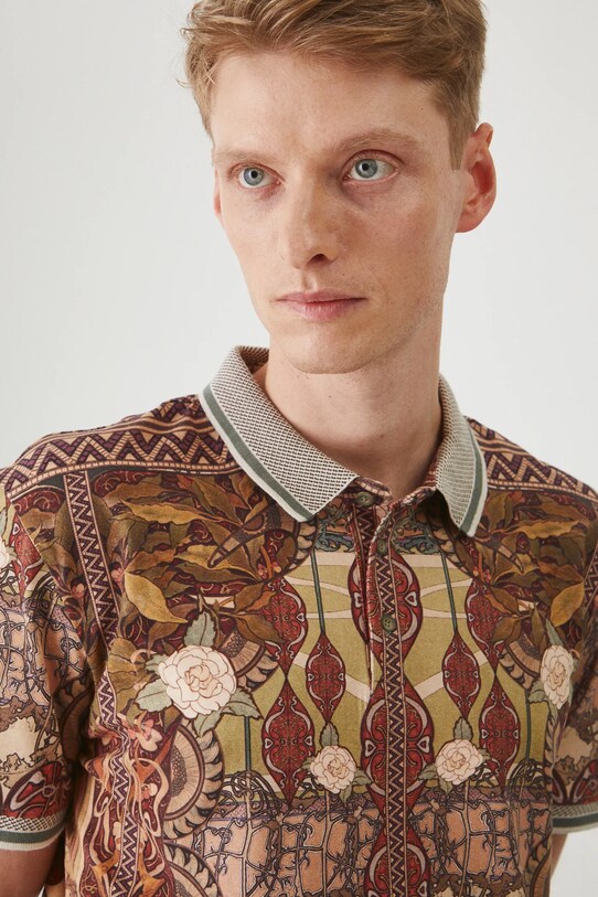 Polo bawełniane męskie z kolekcji Eviva L'arte z elastanem kolor multicolor RS25.POM200 multicolor