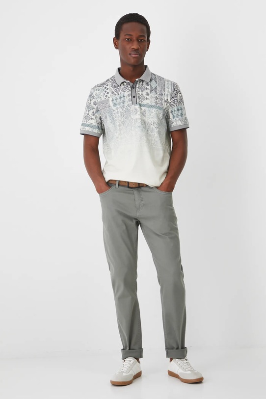 Polo bawełniane męskie z elastanem wzorzyste kolor beżowy RS25.POM400 beżowy RS25