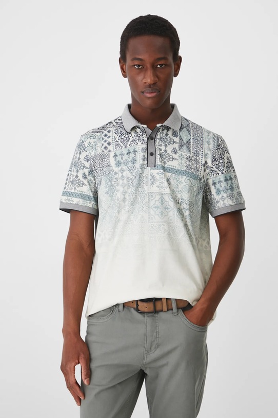 Polo bawełniane męskie z elastanem wzorzyste kolor beżowy RS25.POM400 beżowy