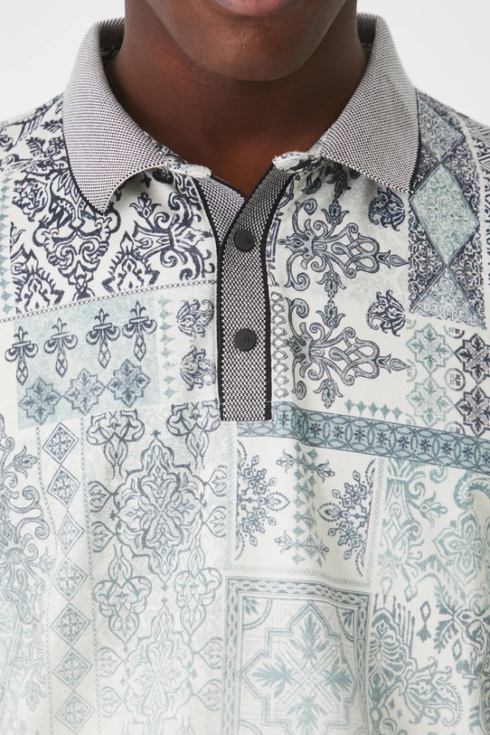 Polo bawełniane męskie z elastanem wzorzyste kolor beżowy RS25.POM400