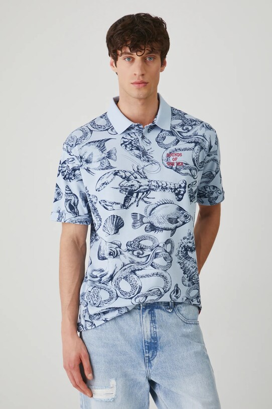 Medicine polo de bumbac albastru RS25.POM703