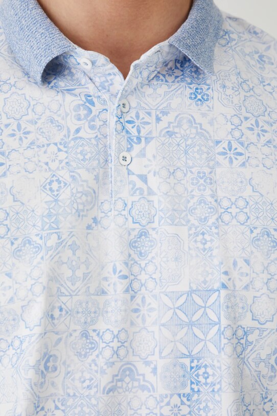 Polo bawełniane męskie z elastanem wzorzyste kolor biały RS25.POM705 biały