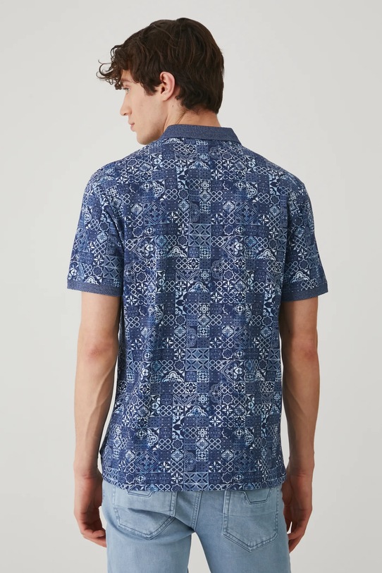 Odzież Polo bawełniane męskie z elastanem wzorzyste kolor niebieski RS25.POM705 niebieski