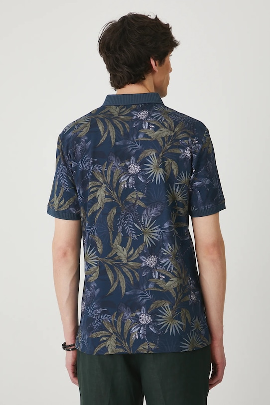 Odzież Polo bawełniane męskie z elastanem wzorzyste kolor niebieski RS25.POM806 niebieski