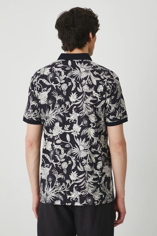 Odzież Polo bawełniane męskie z elastanem wzorzyste kolor czarny RS25.POM806 czarny