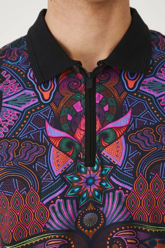 Polo bawełniane męskie z elastanem wzorzyste RS25.POMC10 multicolor