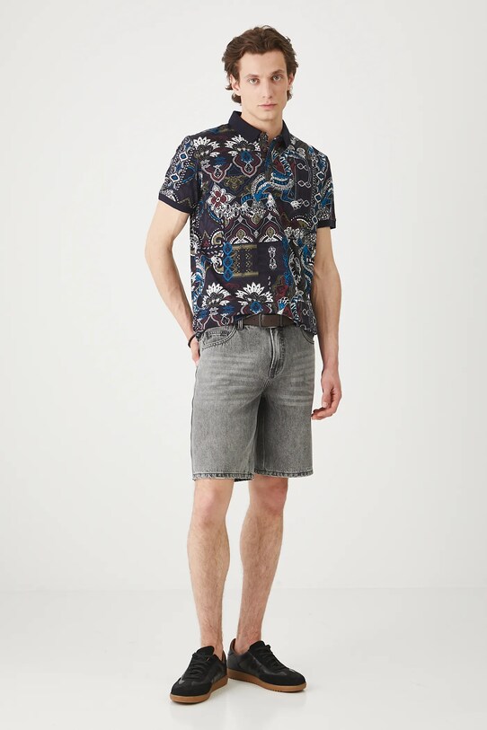 Polo bawełniane męskie z elastanem wzorzyste kolor multicolor RS25.POMC12 multicolor RS25