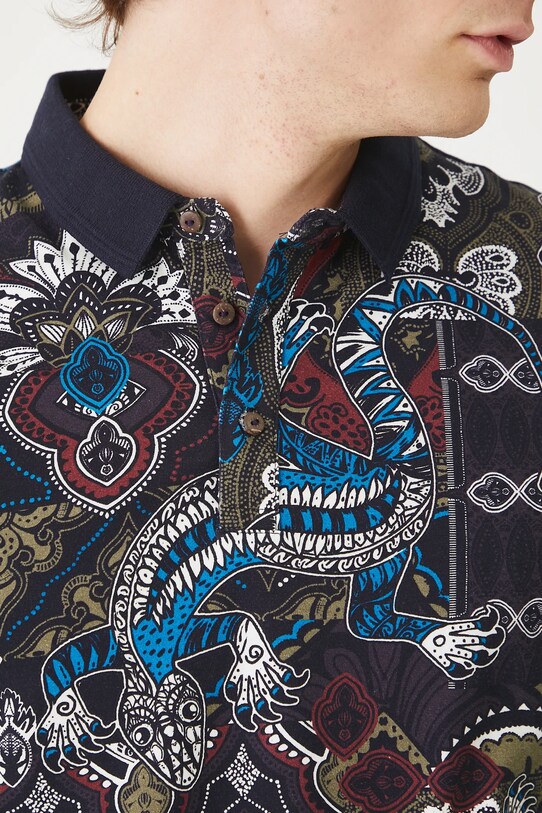 Polo bawełniane męskie z elastanem wzorzyste kolor multicolor RS25.POMC12 multicolor