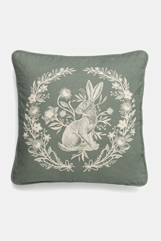 Ložnice Dekorativní povlak na polštář s potiskem a výšivkou 45 x 45 cm zelená barva RS25.PSU500 zelená