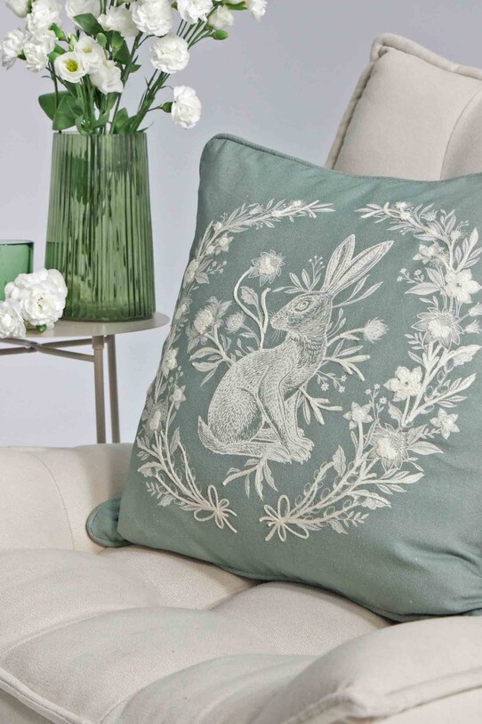 Dekorativní povlak na polštář s potiskem a výšivkou 45 x 45 cm zelená barva RS25.PSU500 zelená RS25