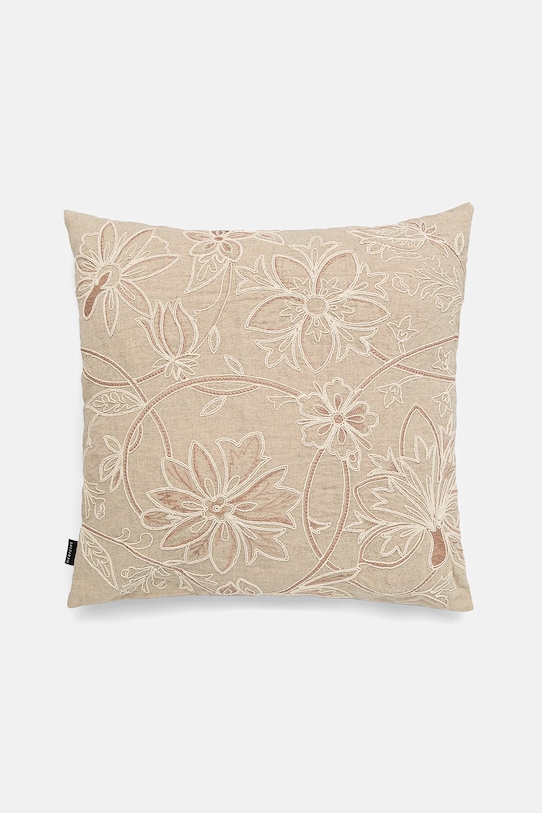 Poszewka na poduszkę lniana z ozdobną aplikacją 45 x 45 cm kolor beżowy beżowy RS25.PSU905
