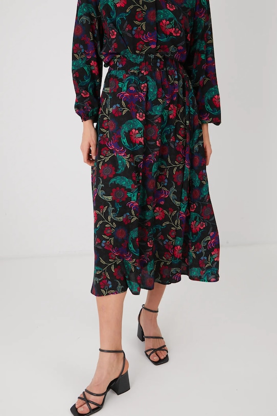 Spódnica damska midi z wiskozy wzorzysta kolor multicolor midi multicolor RS25.SDD030