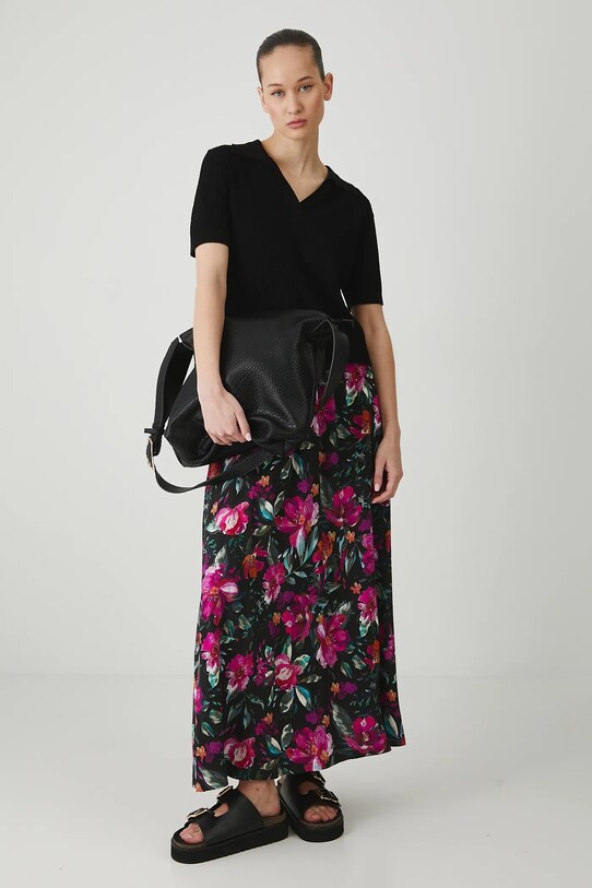 Sukňa dámska maxi z viskózy čierna farba RS25.SDD070 čierna RS25