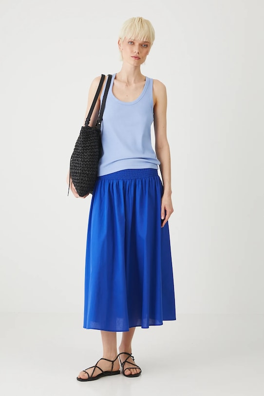 Spódnica bawełniana damska maxi gładka kolor niebieski gładkie niebieski RS25.SDDA02