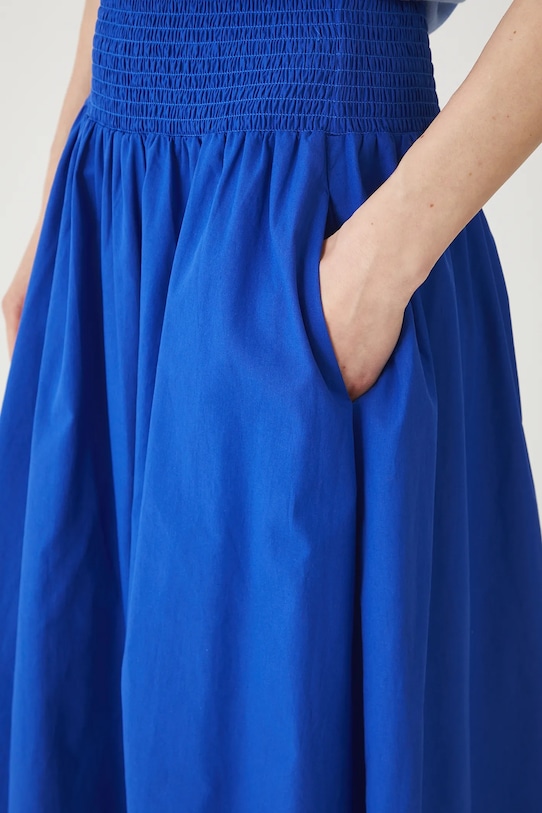 Spódnica bawełniana damska maxi gładka kolor niebieski niebieski RS25.SDDA02