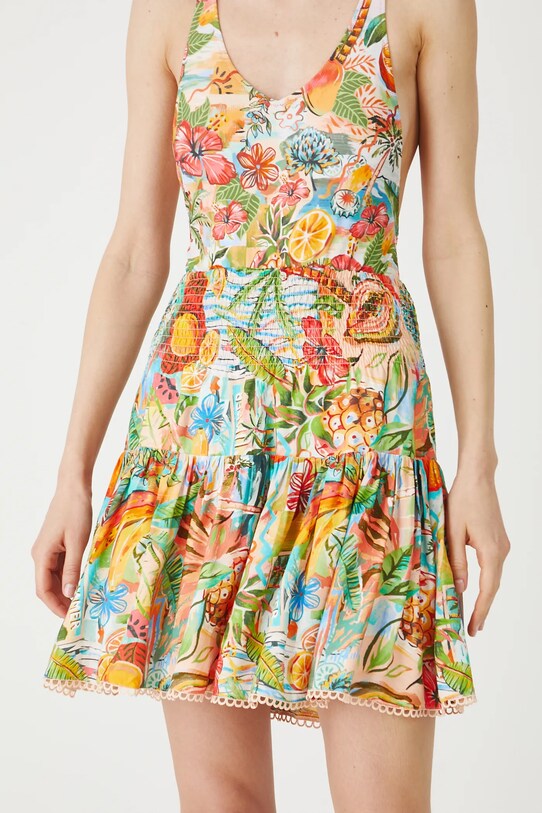 Spódnica damska mini z wiskozy wzorzysta kolor multicolor RS25.SDDB03 multicolor RS25