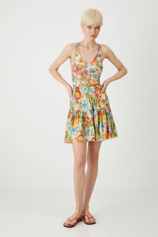 Odzież Spódnica damska mini z wiskozy wzorzysta kolor multicolor RS25.SDDB03 multicolor