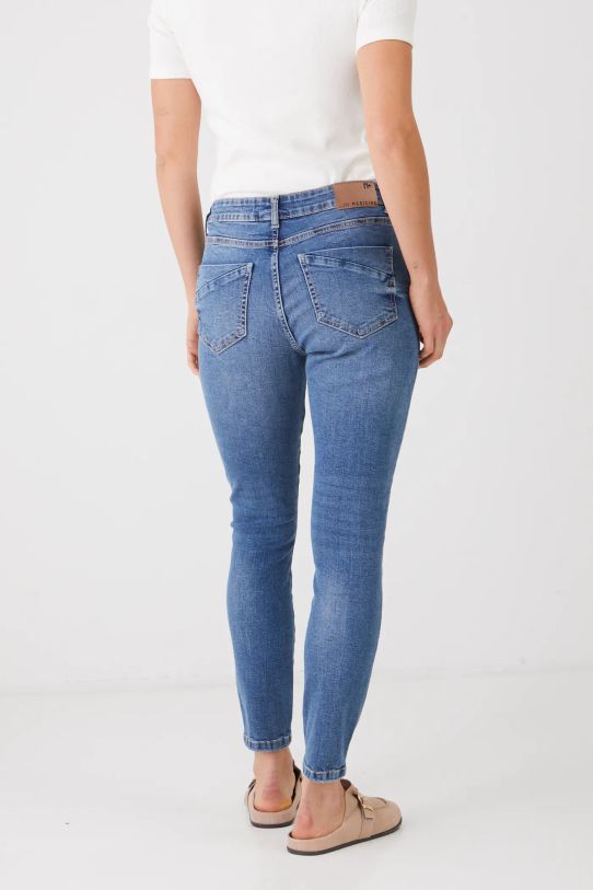 Odzież Jeansy damskie skinny z efektem sprania kolor niebieski RS25.SJD020 niebieski