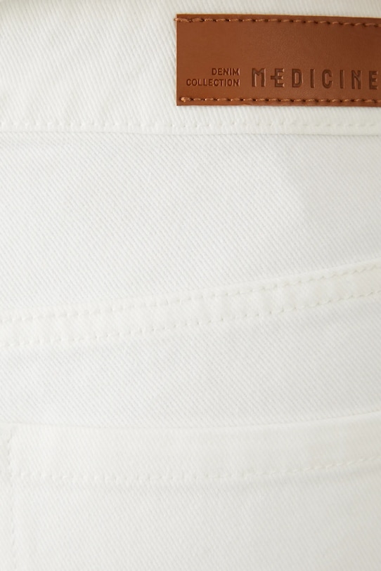 Jeansy bawełniane damskie slouchy gładkie kolor biały biały RS25.SJD305