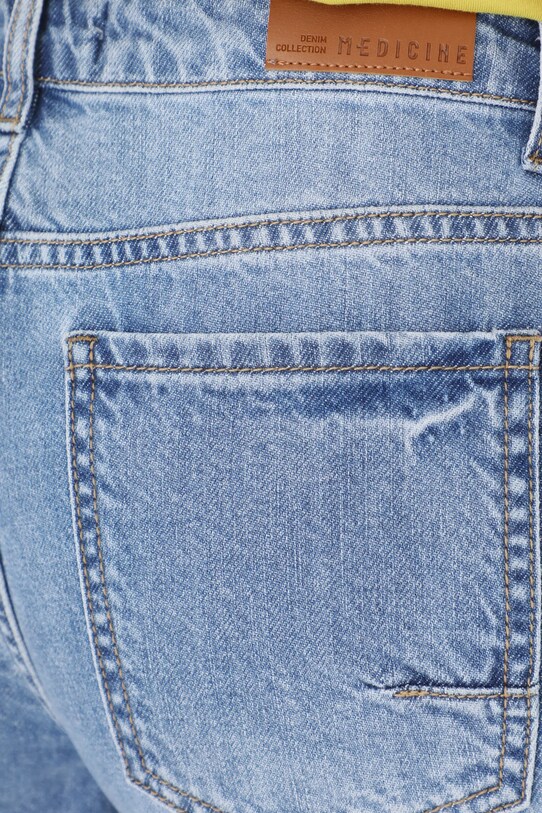 Bavlnené rifle dámske wide leg s praným efektom RS25.SJD501 modrá