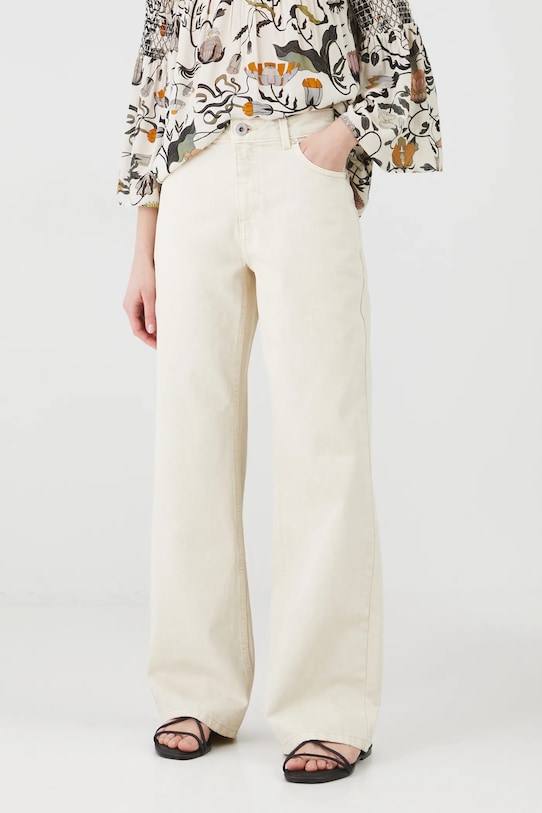 Bavlnené rifle dámske wide leg OEKO-TEX® béžová RS25.SJD603