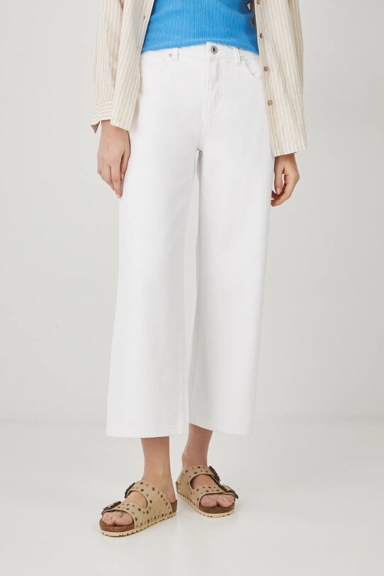 Jeansy bawełniane damskie wide leg gładkie kolor biały RS25.SJD715 biały RS25
