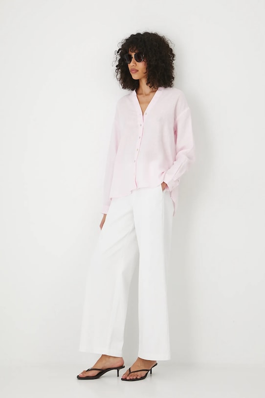 Jeansy bawełniane damskie wide leg kolor biały biały RS25.SJD901