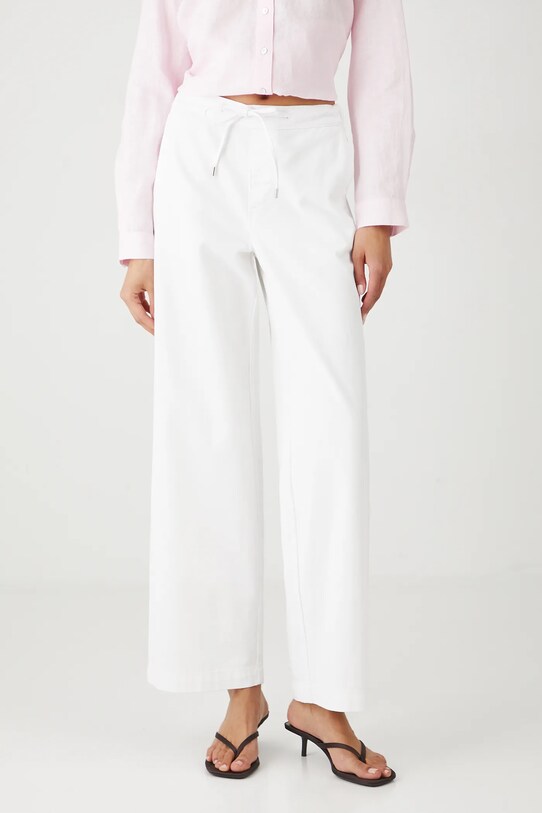 Jeansy bawełniane damskie wide leg kolor biały RS25.SJD901 biały RS25