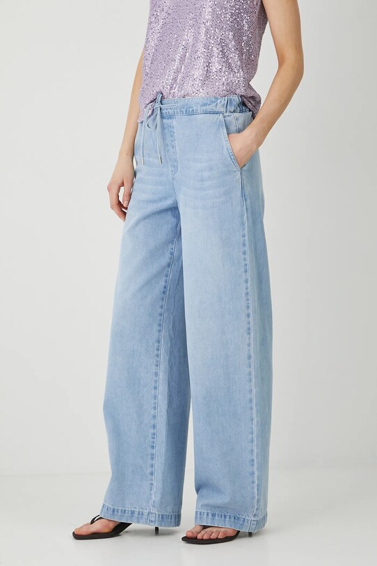 Jeansy bawełniane damskie wide leg kolor niebieski RS25.SJD901 niebieski RS25