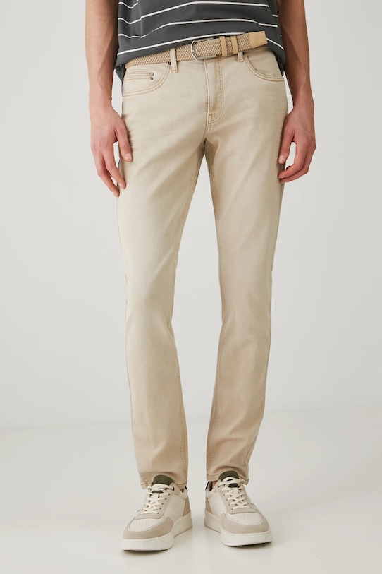 Jeansy męskie slim kolor beżowy RS25.SJM700 beżowy RS25