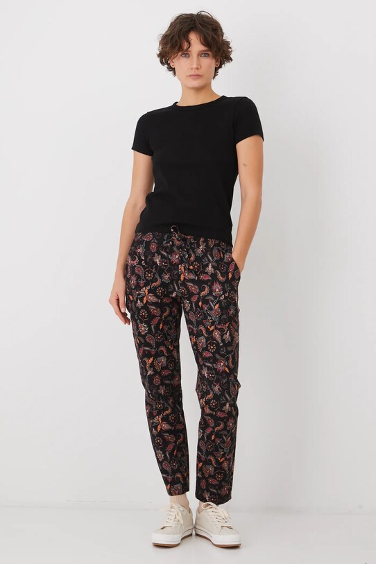 Spodnie dresowe bawełniane damskie z elastanem wzorzyste kolor czarny RS25.SPD020 czarny RS25
