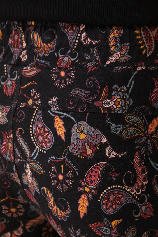 Spodnie dresowe bawełniane damskie z elastanem wzorzyste kolor czarny czarny RS25.SPD020