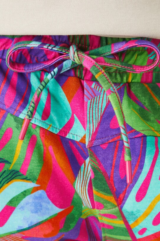 Spodnie dresowe bawełniane damskie z elastanem wzorzyste kolor multicolor multicolor RS25.SPD092